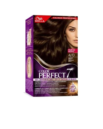 Wella Color Perfect 7 100% Cobertura De Canas Nr. 4/0-Castaño Medio 4 Un